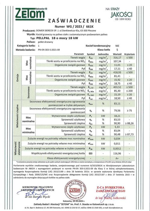 Piec kocioł na pellet typu PELLPAL 18 kW 5 klasa i ecodesign