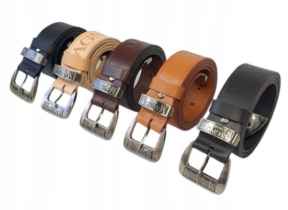 Pasek męski czarny skórzany  do spodni Magnum Jeans