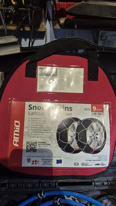 łańcuchy śniegowe czerwone opakowanie