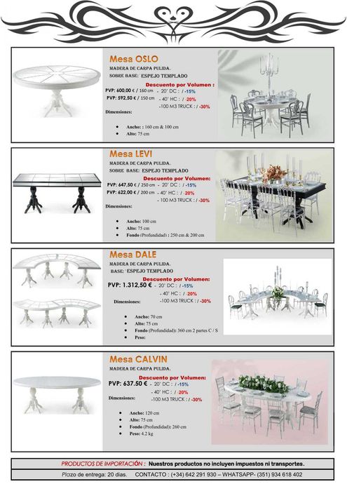 Mesas e Cadeiras para Eventos