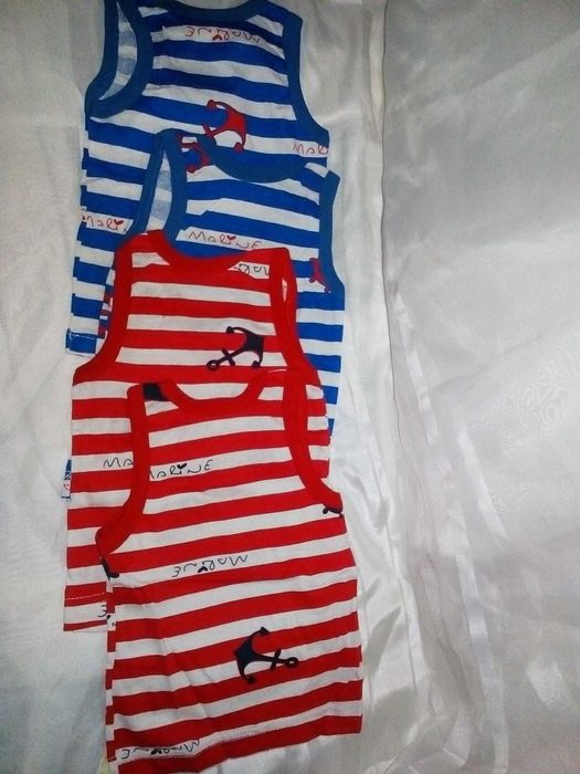 летняя майка-тельняшка для мальчика (32 см длина) 4 шт. одним лотом