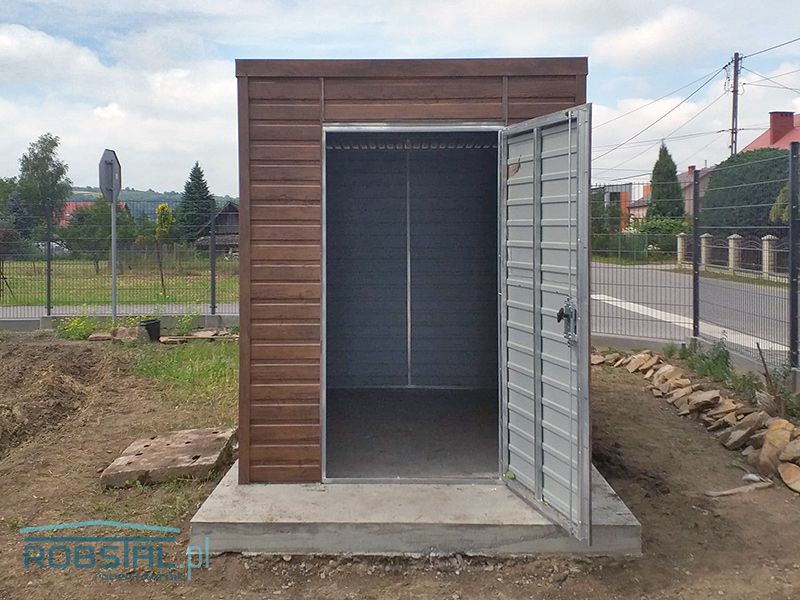 Garaż blaszany grafitowy blaszak 6x5 garaże z bramą uchylną
