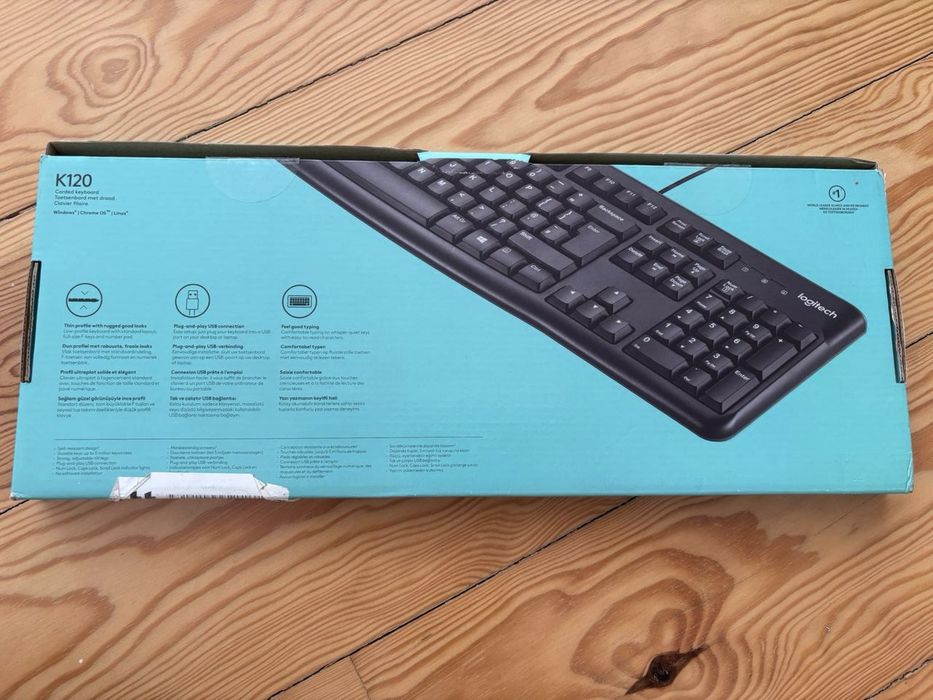 Teclado com fio Logitech K120 NOVO Layout Inglês UK