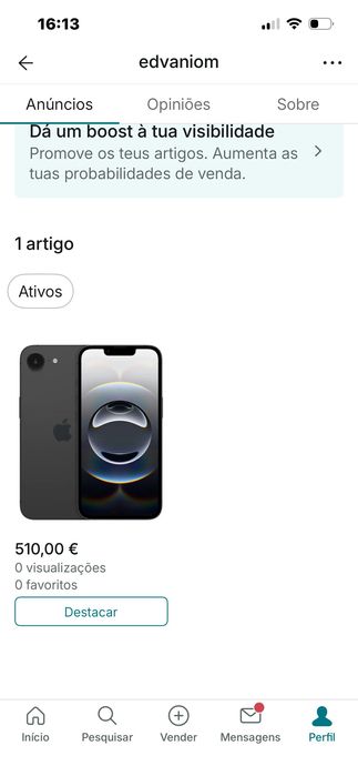 iPhone 16e iPhone 16e novo Cor preto