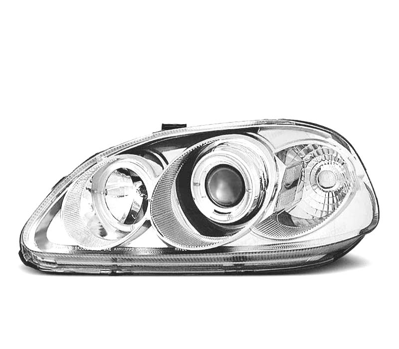 FARÓIS HONDA CIVIC 99-01 OLHOS DE ANJO FUNDO CROMADO