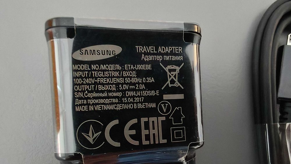 Ładowarka zasilacz Samsung USB 2000mA 2A 5V ETA-U90EBE kabel mikro USB