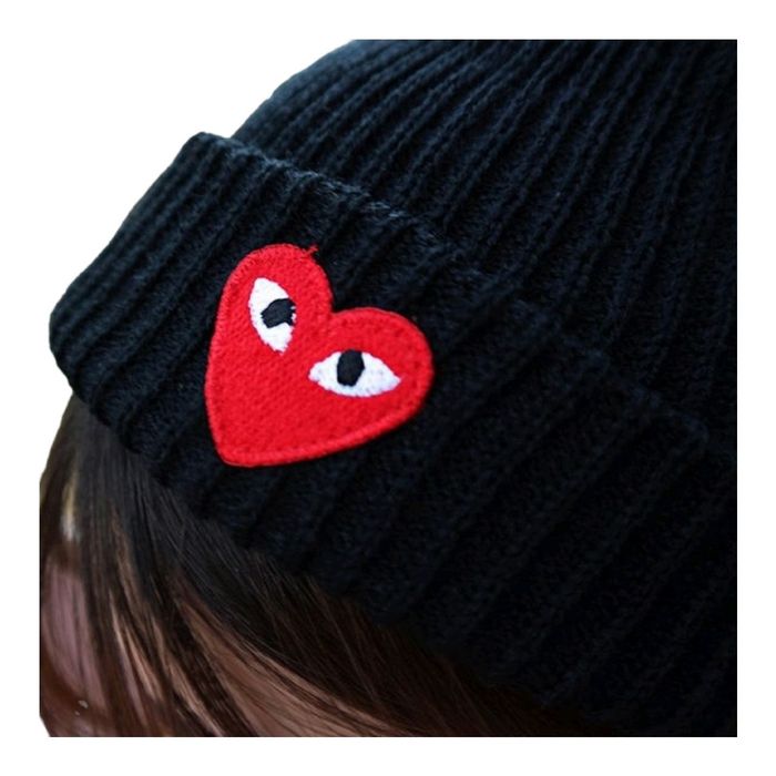CDG Comme des Garçons nowa, czarna czapka jesień/zima beanie serce