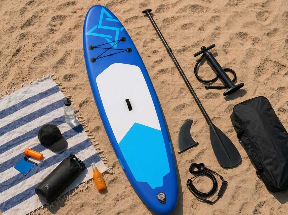 Deska Sup do Pływania 350cm Pompowana | XXL Długa 1 - 2 osobowa | 200 kg Stabilna 3 Pletwy | Treningowa | Zestaw Akcesoriów | NOWA Fv23%