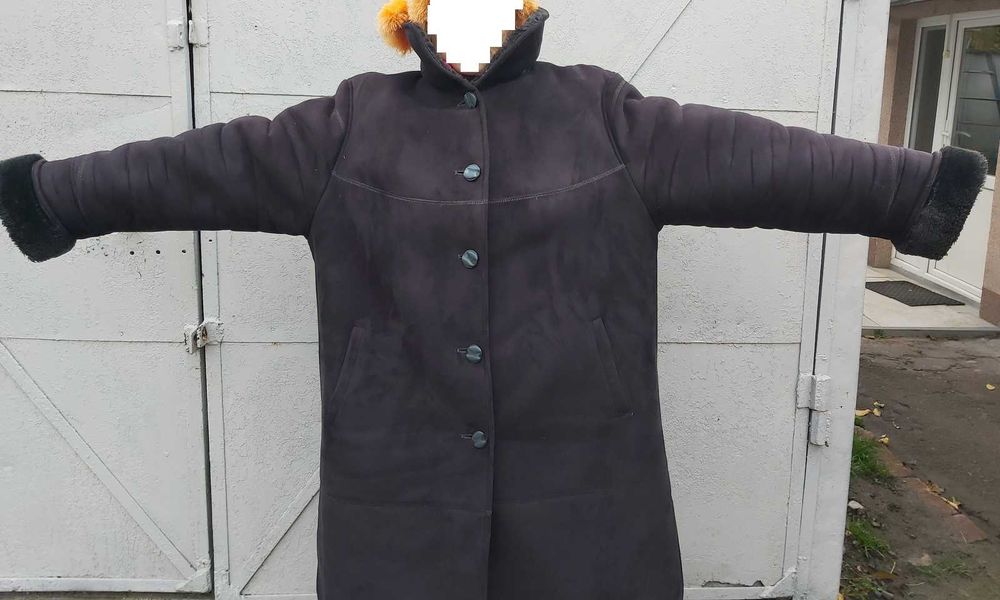 Дубленка серая женская очень большого размера