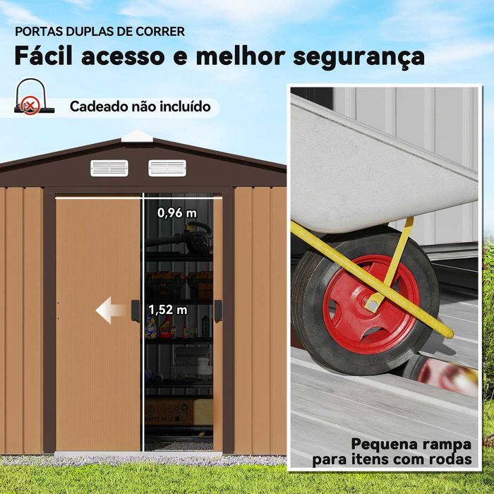 Abrigo exterior em aço galvanizado 277x195x192 cm