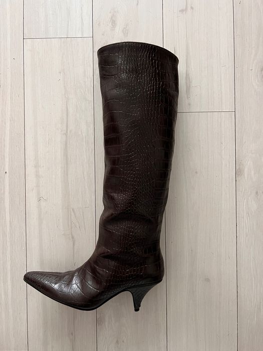 Шкіряні чоботи-труби Willo,  коричневі, розмір 35