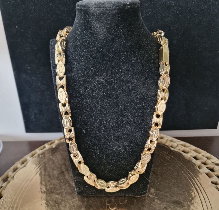 Pozłacany komplet cartier 14 k zloto wykonany ze srebra proby 925 .