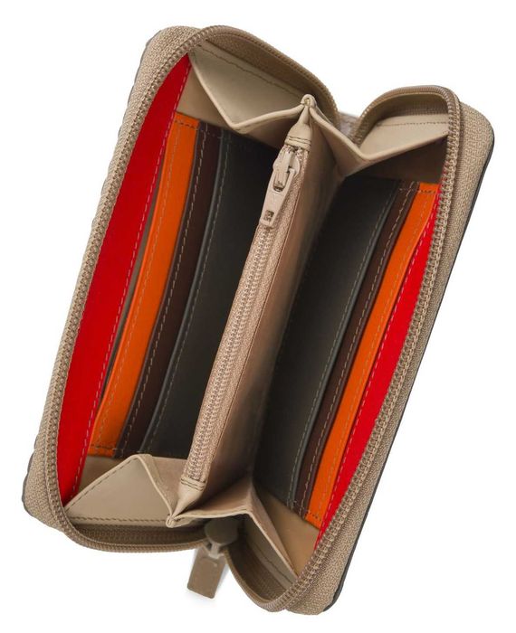 Carteira com Fecho zip em pele com relevo da MYWALIT na cor Mink