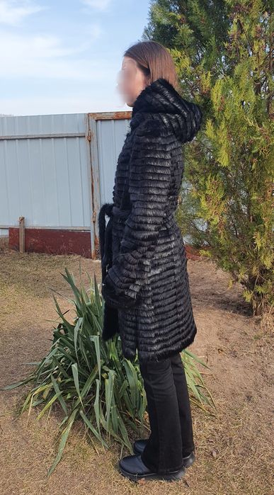 Натуральна шубка-пальто зі стриженої нутрії