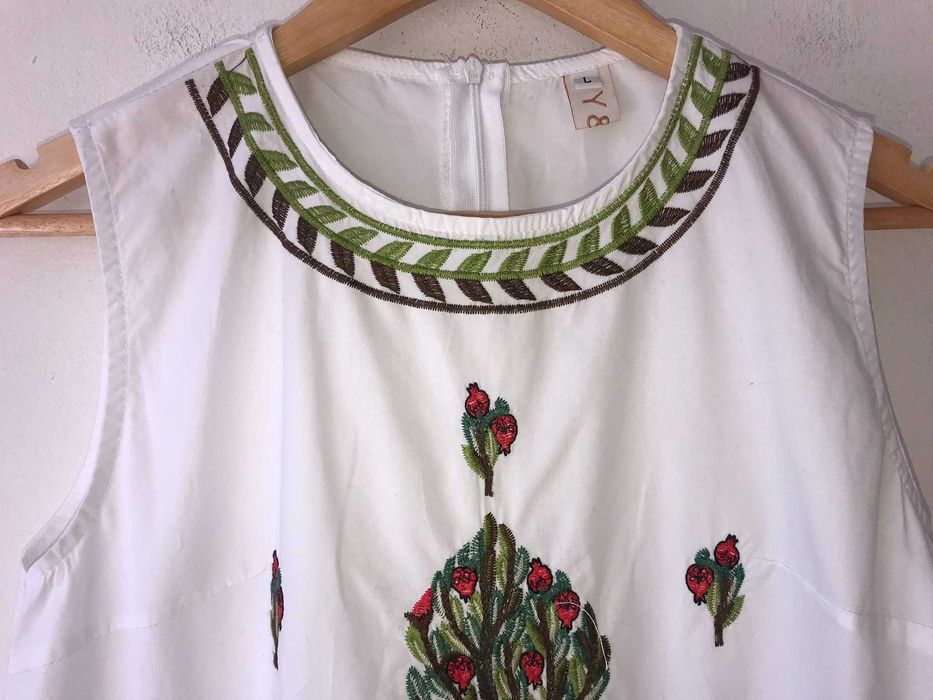 Biała bluzka tunika Y&M L 40 12 retro hippie vintage boho festiwal 60s