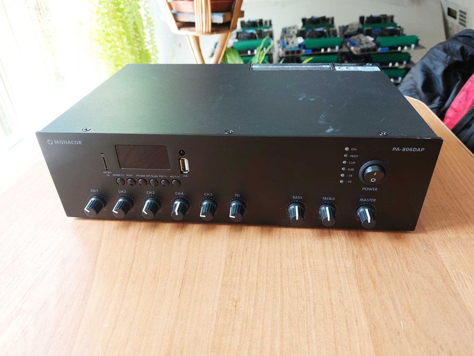 Cyfrowy wzmacniacz miksujący MONACOR PA-806DAP 60 W Mono