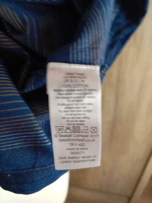 Seasalt Cornwall sukienka tunika sztruks mini paski granat S 36
