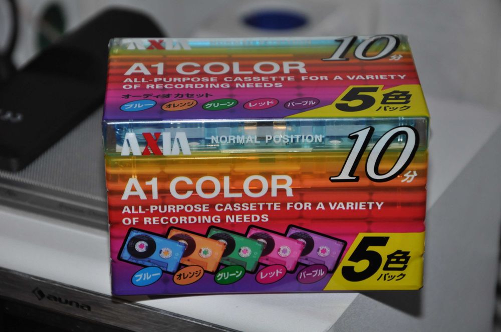 Красивые новые цветные аудиокассеты AXIA A1 COLOR 10 (блок 5 шт) Japan ...