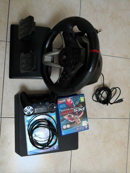 PS4 slim 500GB(faturagarantia)+comando+volante racing Hori;ler anuncio
