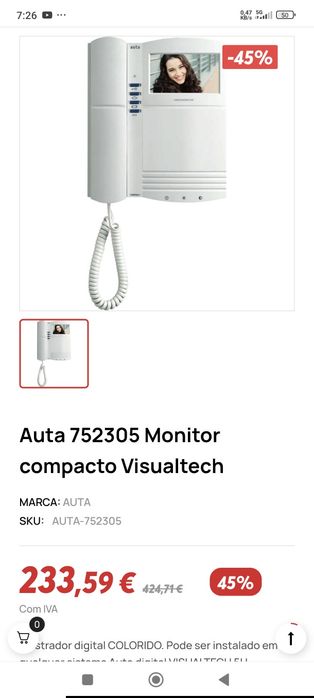 Video porteiro Auta compact 2 como novo pouco uso