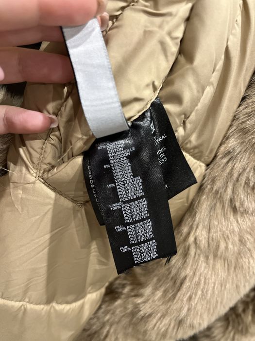 Dwustronna kurta zimowa ocieplana jeansowa parka beżowa puchowa ciepła