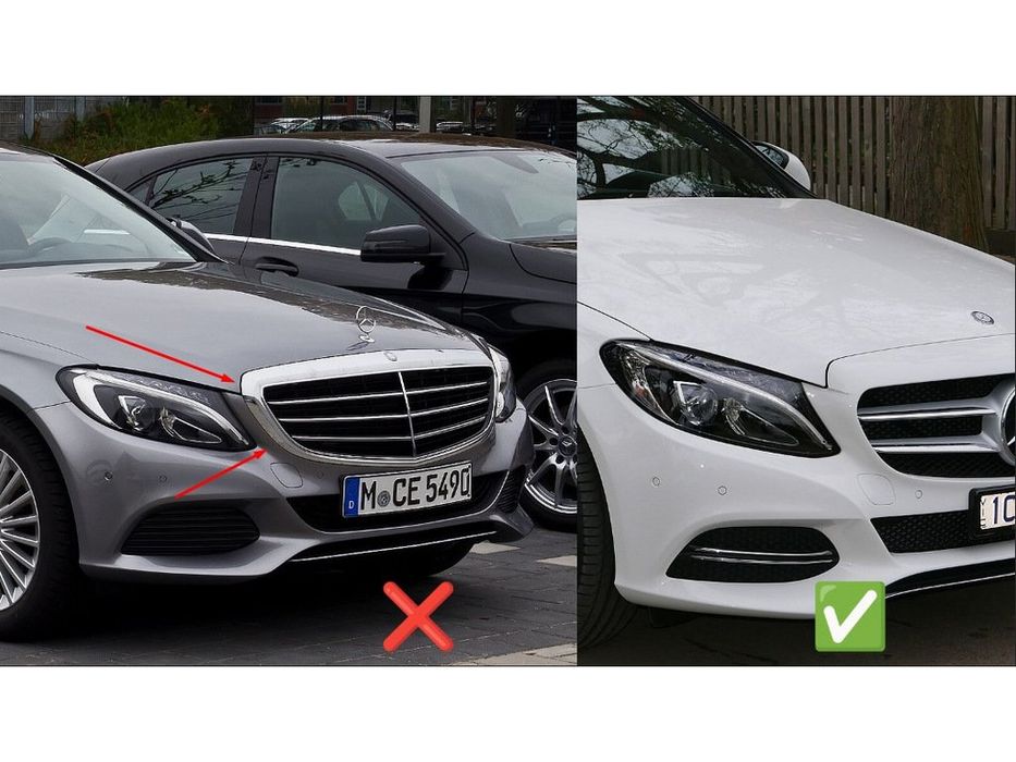 Mercedes C-сlass W205 Решітка Diamond Silver 2018+, без камери