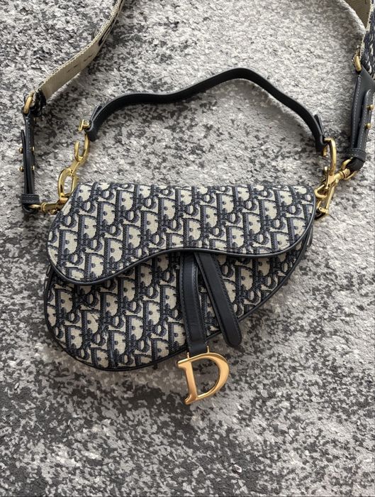 Dior saddle bag granatowa z paskiem