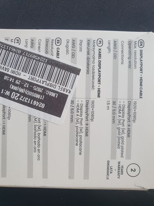 Kabel DP-> Hdmi.