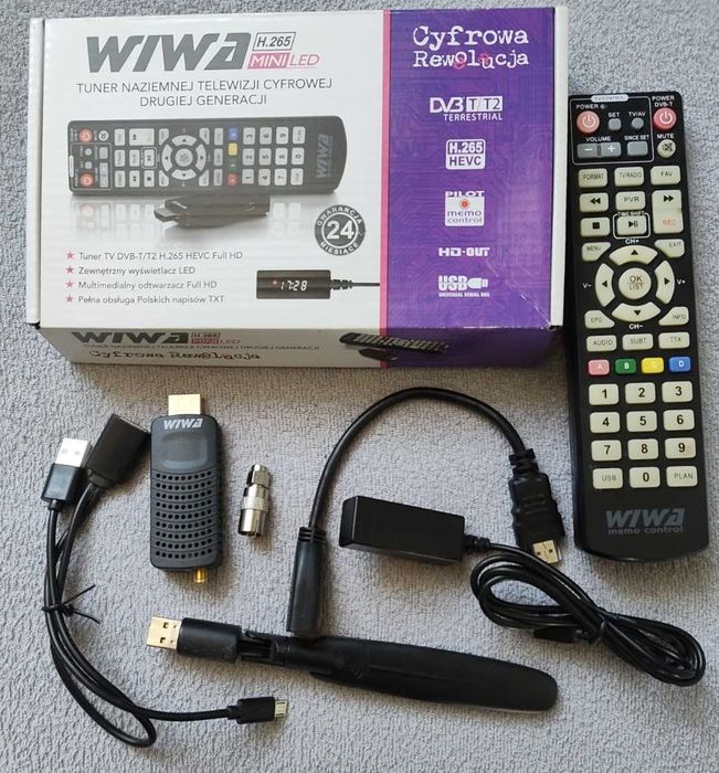 Tuner telewizji naziemnej DVB-T2 WIWA H.265 MINI z wyświetlaczem LED HDMI