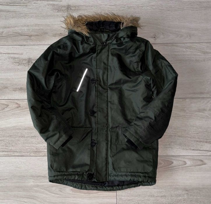 Kurtka zimowa parka chłopięca 134-140cm kurtka khaki