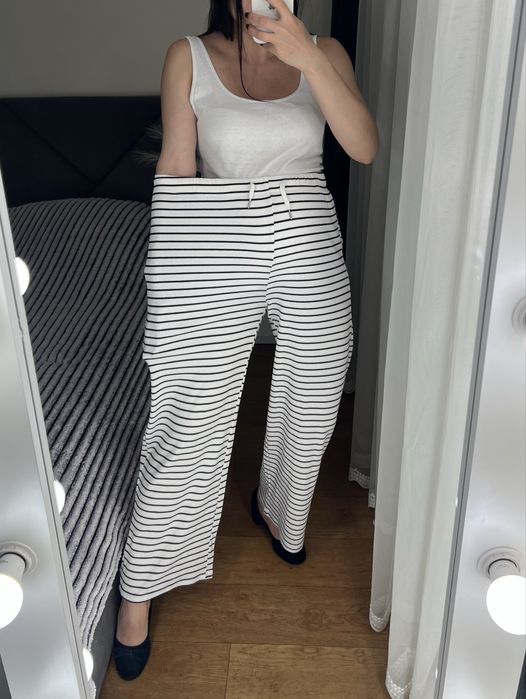 Штани брюки у рубчик трикотажні якісні палаццо широкі на резинці