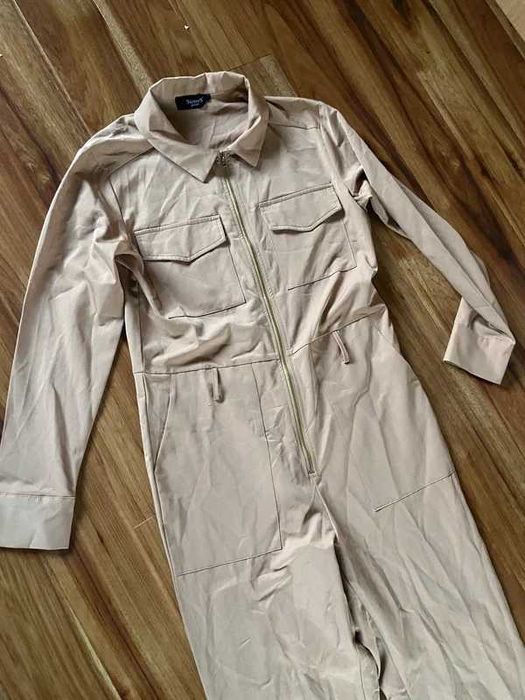 Sister point bezowy kombinezon cargo kieszenie s m 36 38 elegancki