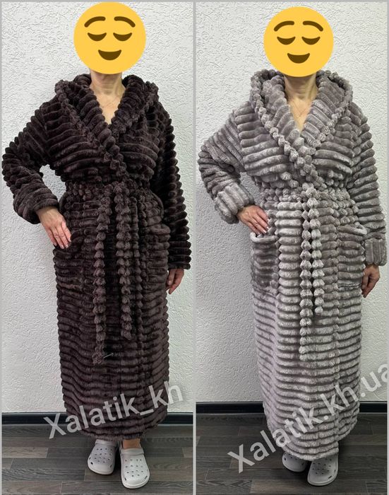 Теплий халат "Шарпей" з подвійним капюшоном