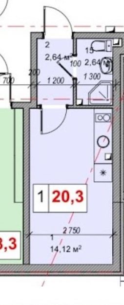 1-кімнатна квартира за адресою (площа 20,3 м²) - Atlanta.ua - фото 5