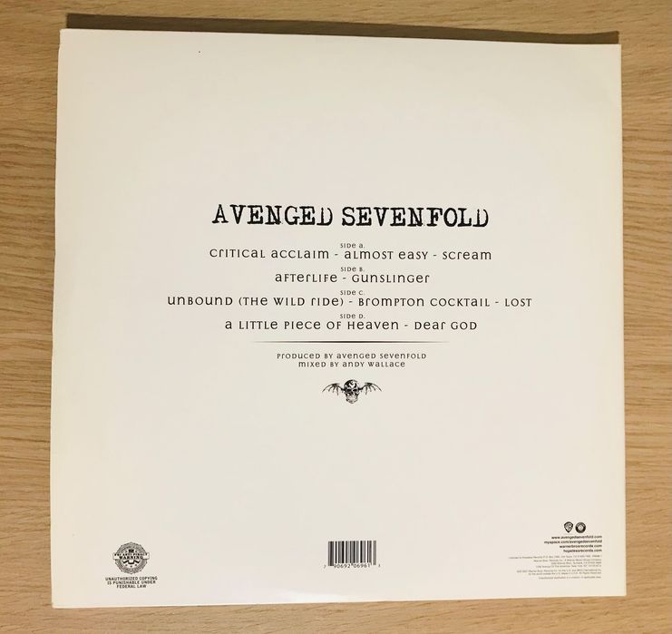 Вінілова платівка Avenged Sevenfold – Avenged Sevenfold, 2007 Black vinyl, Hard Rock, черный винил 2007