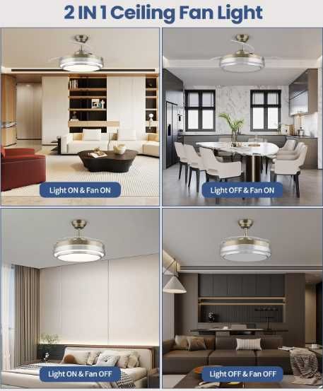 Wentylator sufitowy CJOY z oświetleniem pilotem 42-calowe LED