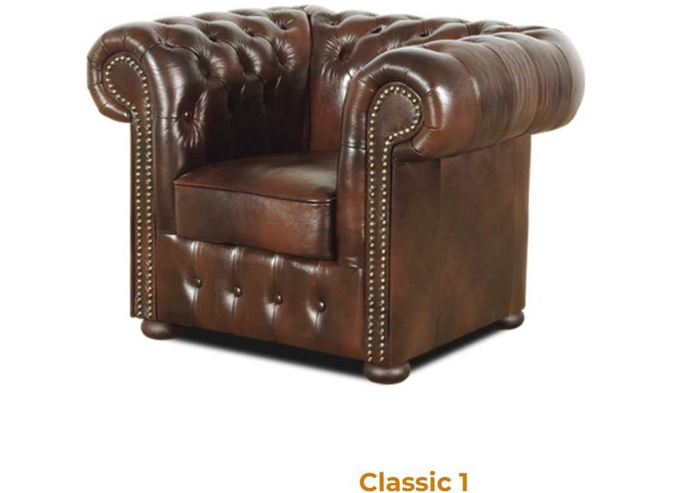 Chesterfield Classic 3+2+1 Skóra naturalna, promocja !!!
