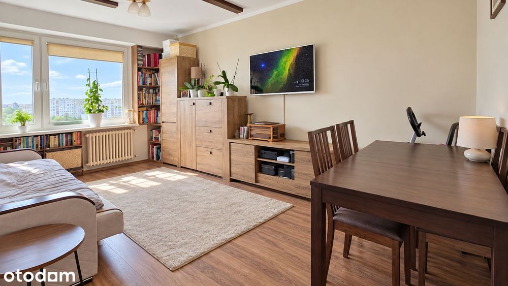 3 pokoje 48,4 m² IX piętro duży balkon piękny widok Rubinkowo winda