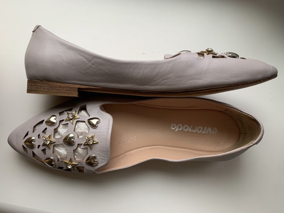 Шкіряні балетки/лофери Evromoda (Туреччина) з декором