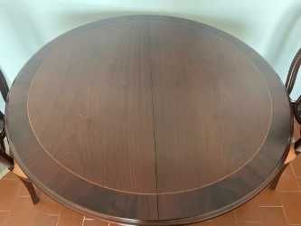 mesa de sala mogno e 6 cadeiras