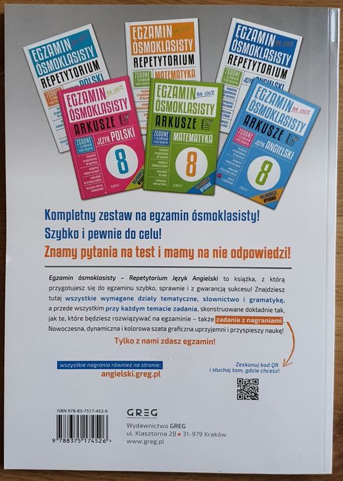 Egzamin ósmoklasisty, repetytorium, język angielski.