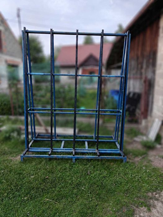 Metalowy stojak transportowo-magazynowy, ogumowany, dwustronny