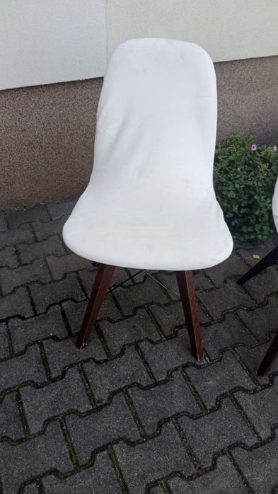 Krzesło 3 sztuki drewniane białe