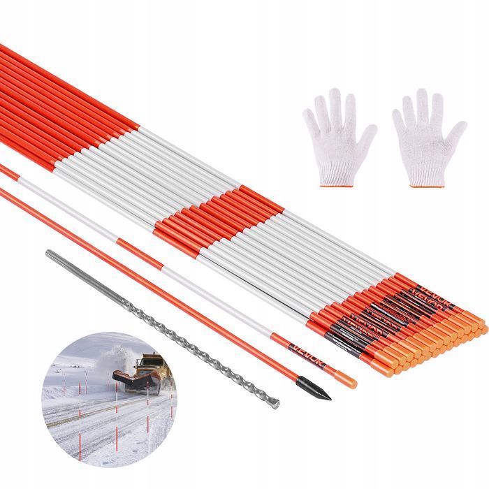Słupki śnieżne VEVOR 500 szt 122 cm średnica 6 35MM odblaskowe mocne