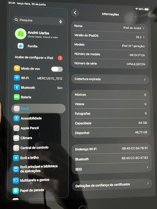iPad 9, 64Gb como novo