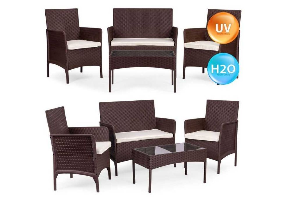 MEBLE OGRODOWE Caffee MOCHA - stolik ławka 2xfotel - Wielosezonowe