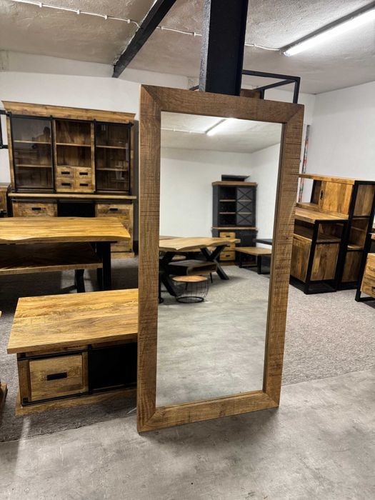 Piękne Duże drewniane lustro mango styl LOFT 180x90cm od MangoMeble