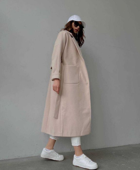 Хітове кашемірове пальто на підкладці жіноче з поясом весняне
