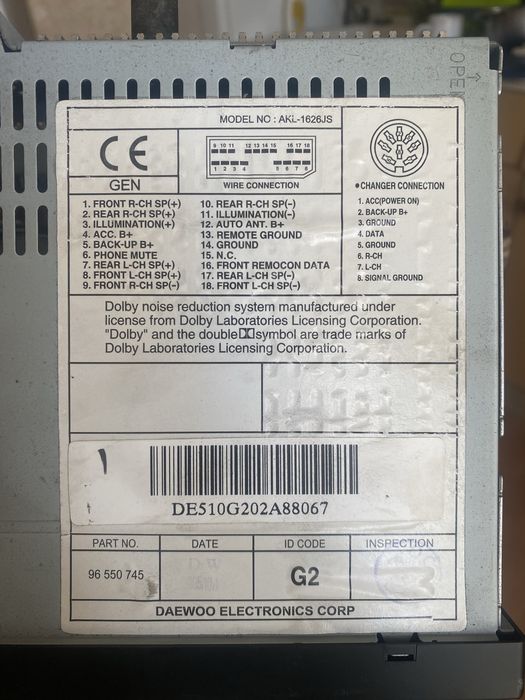 Оригинал магнитола Chevrolett/Daewoo