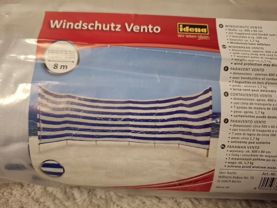 Parawan plażowy w paski nowy 8 metrów